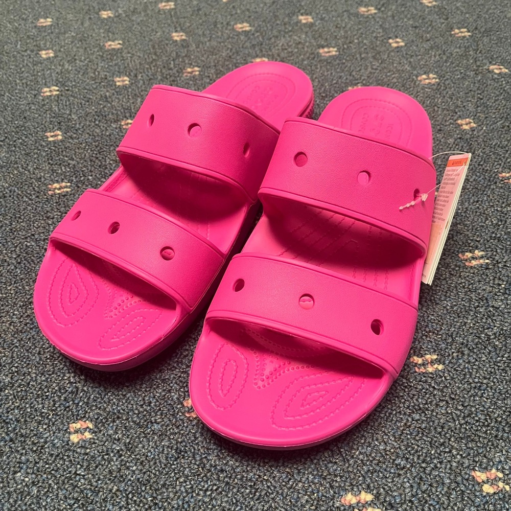Crocs Classic Sandal Pink Mens 15 Two‎ Strap Slide Summer Comfort 206761-6UB NEW